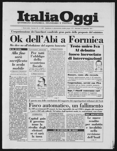 Italia oggi : quotidiano di economia finanza e politica